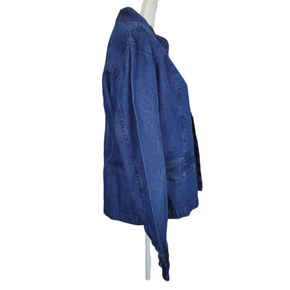 ALC Sz Large Denim Jean Jacket Blue Medium Wash Women's Casual Wear Fall Winter
